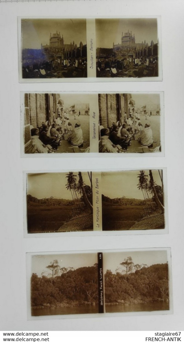 LOT 10 PLAQUES STÉRÉO AFRIQUE ASIE GUADELOUPE POULO-CONDORE INDIGÈNES SOUDAN BAMAKO TANANARIVE MARTINIQUE - Glass Slides