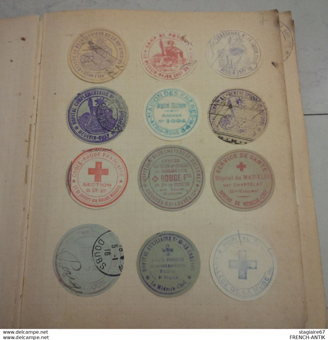 ALBUM CACHET MARCOPHILIE MILITAIRE 1914 1918 WW1 BELLE COLLECTION SUR CHARNIERE