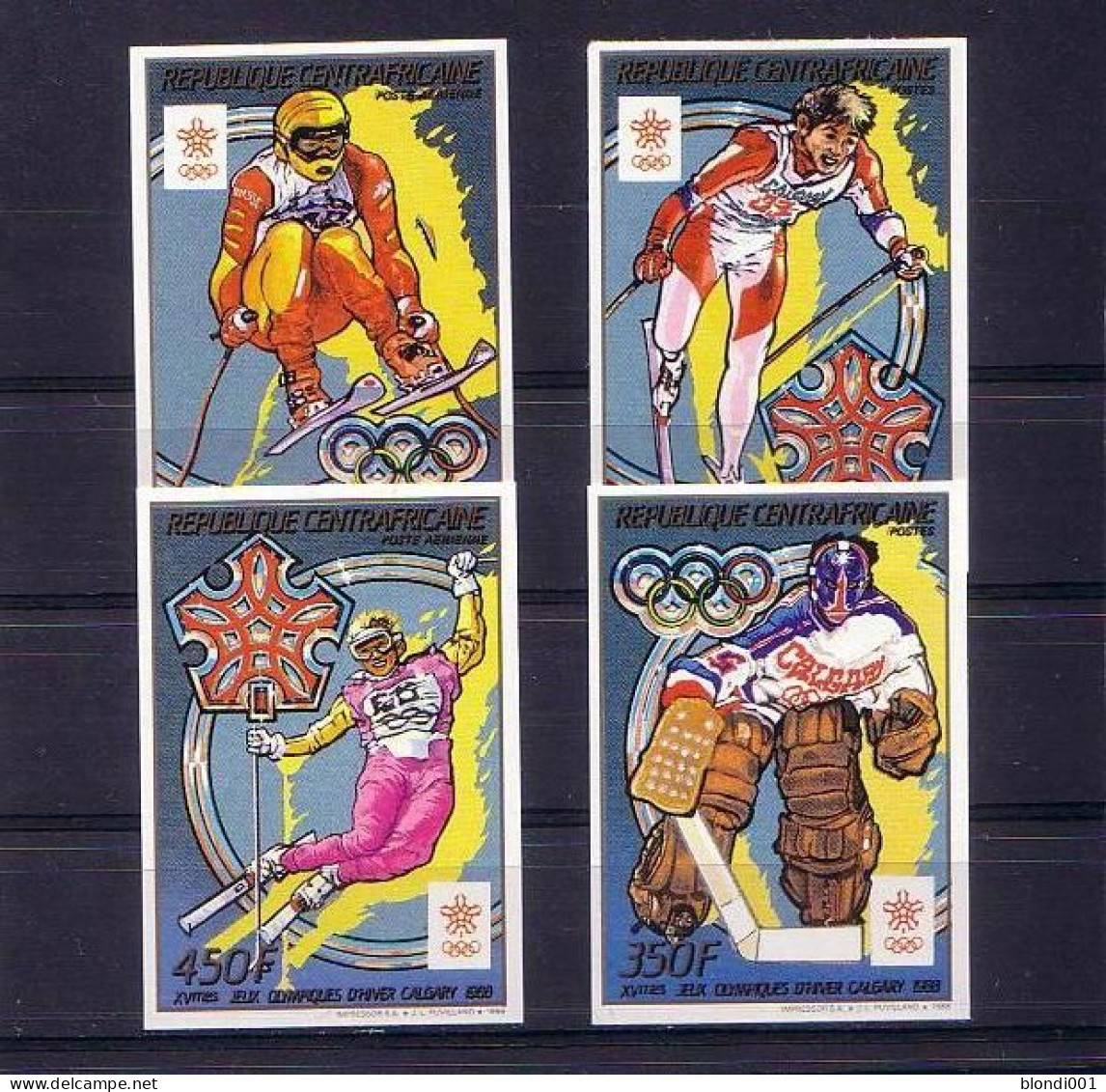 Olympics 1988 - Ice Hockey - C.-AFRICA - Set Imperf. MNH - Winter 1988: Calgary