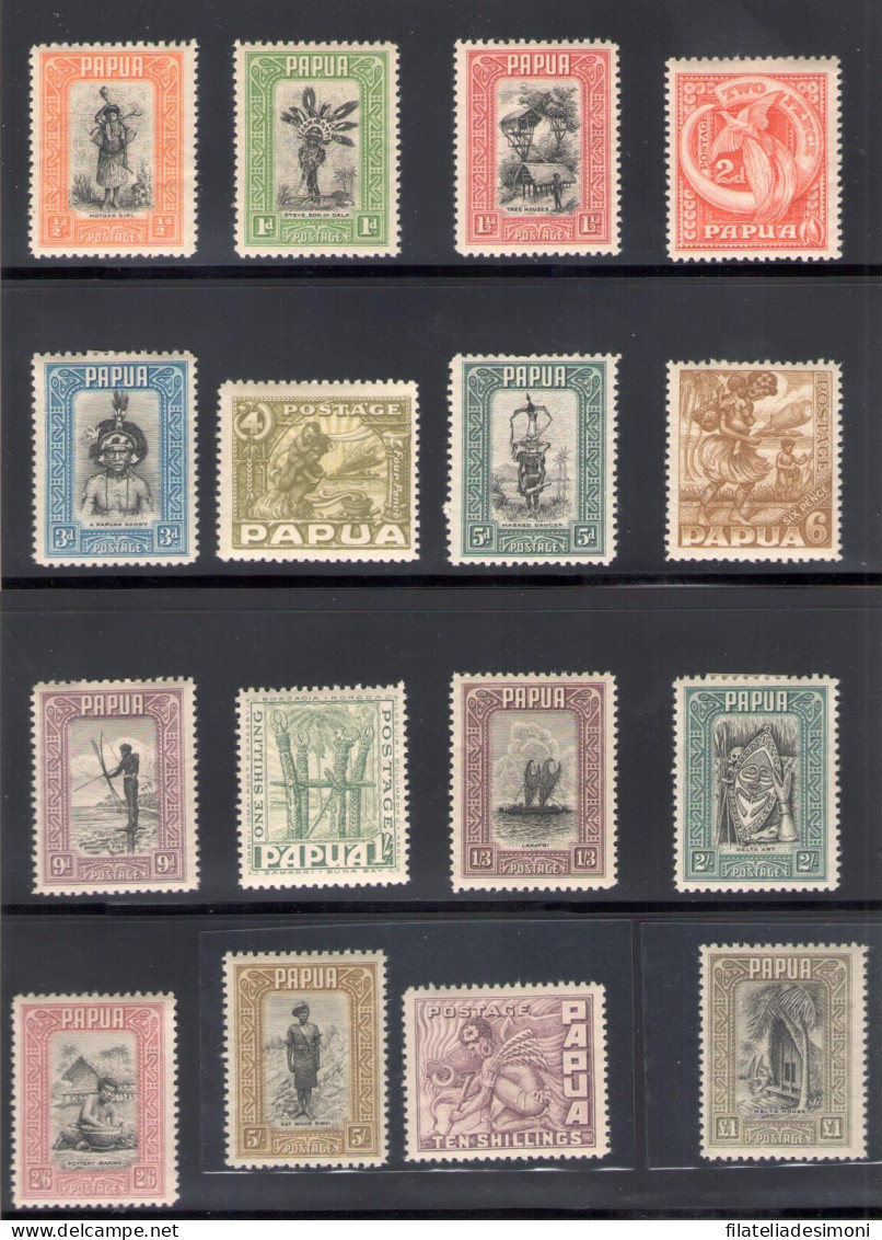1932-40 Papua - Stanley Gibbons N. 130-145 - Serie Completa 16 Valori - MH* - Other & Unclassified