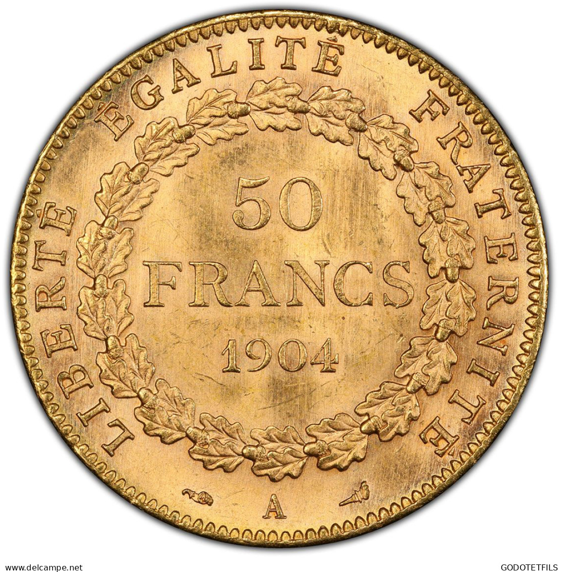 Monnaie Gradée PCGS MS64-III ème République-50 Francs Génie 1904 Paris - 50 Francs (gold)