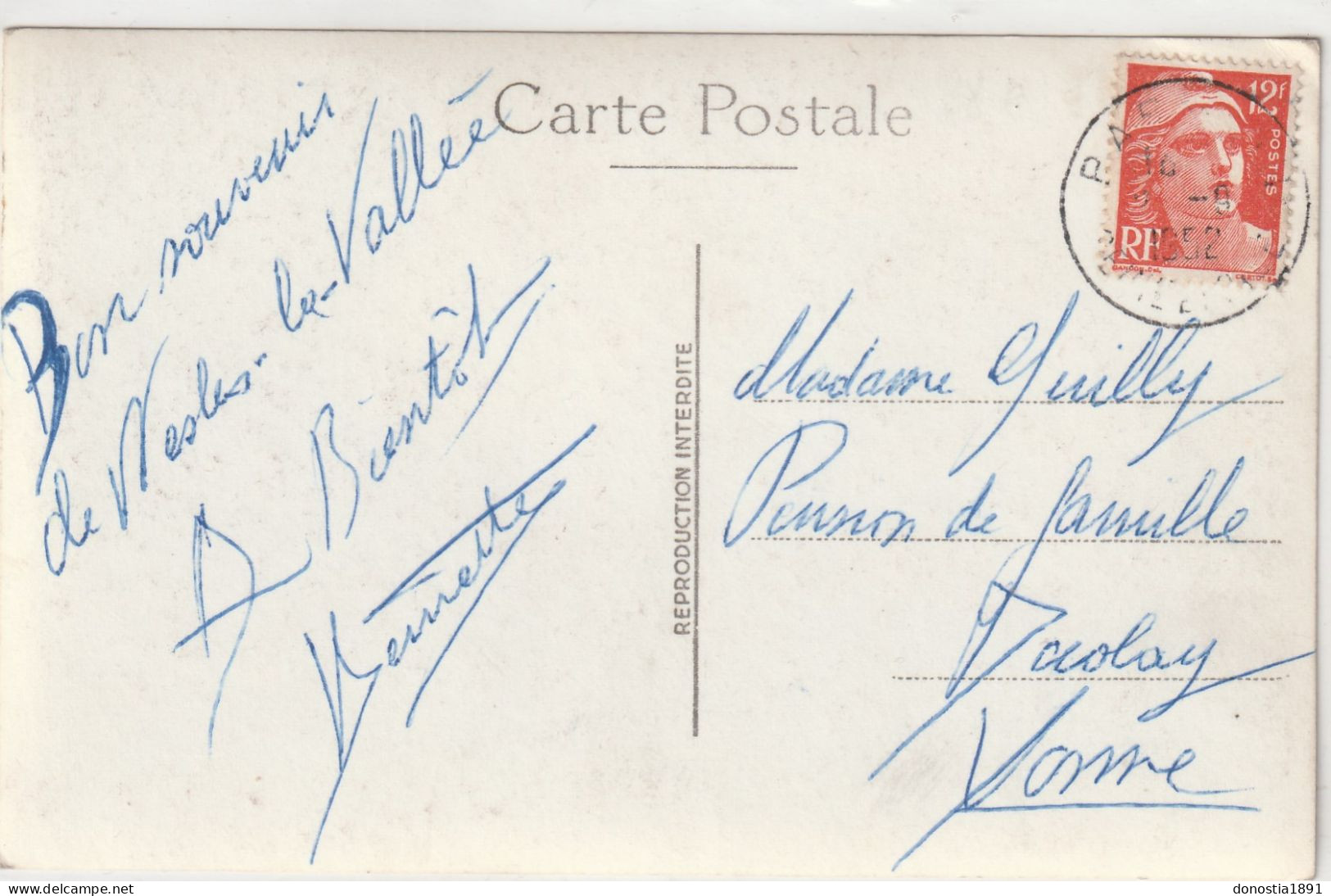 NESLES-la-VALLEE (95) Carte-photo  "Au Faisan Doré" 9x14 Glacée - Timbrée 1952 - Nesles-la-Vallée