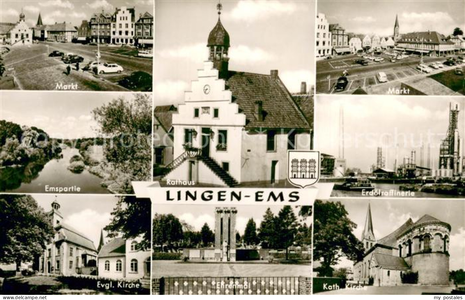 73699261 Lingen Ems Markt Kirche Rathaus Ehrenmal Erdoelraffinerie Lingen Ems - Lingen