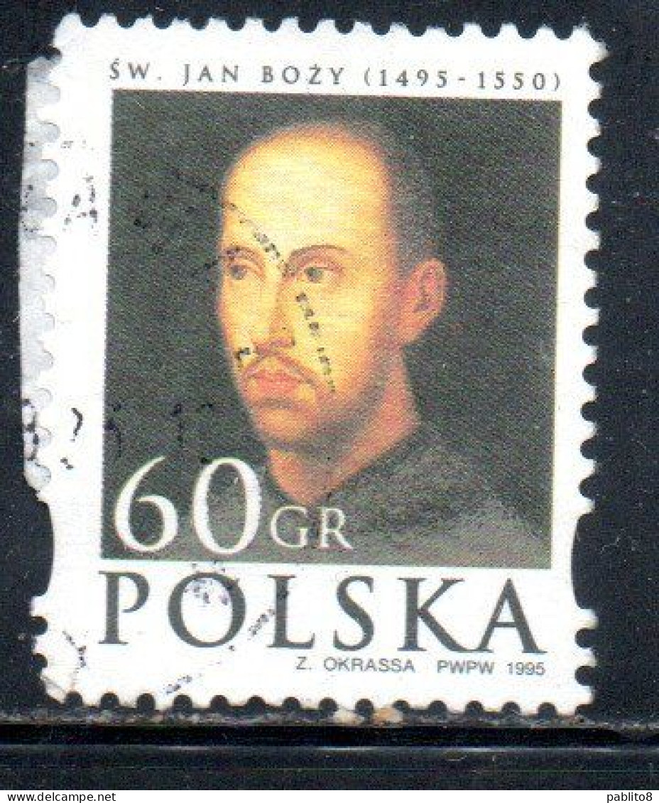 POLONIA POLAND POLSKA 1995 ST. JOHN OF GOD 60g USED USATO OBLITERE' - Used Stamps