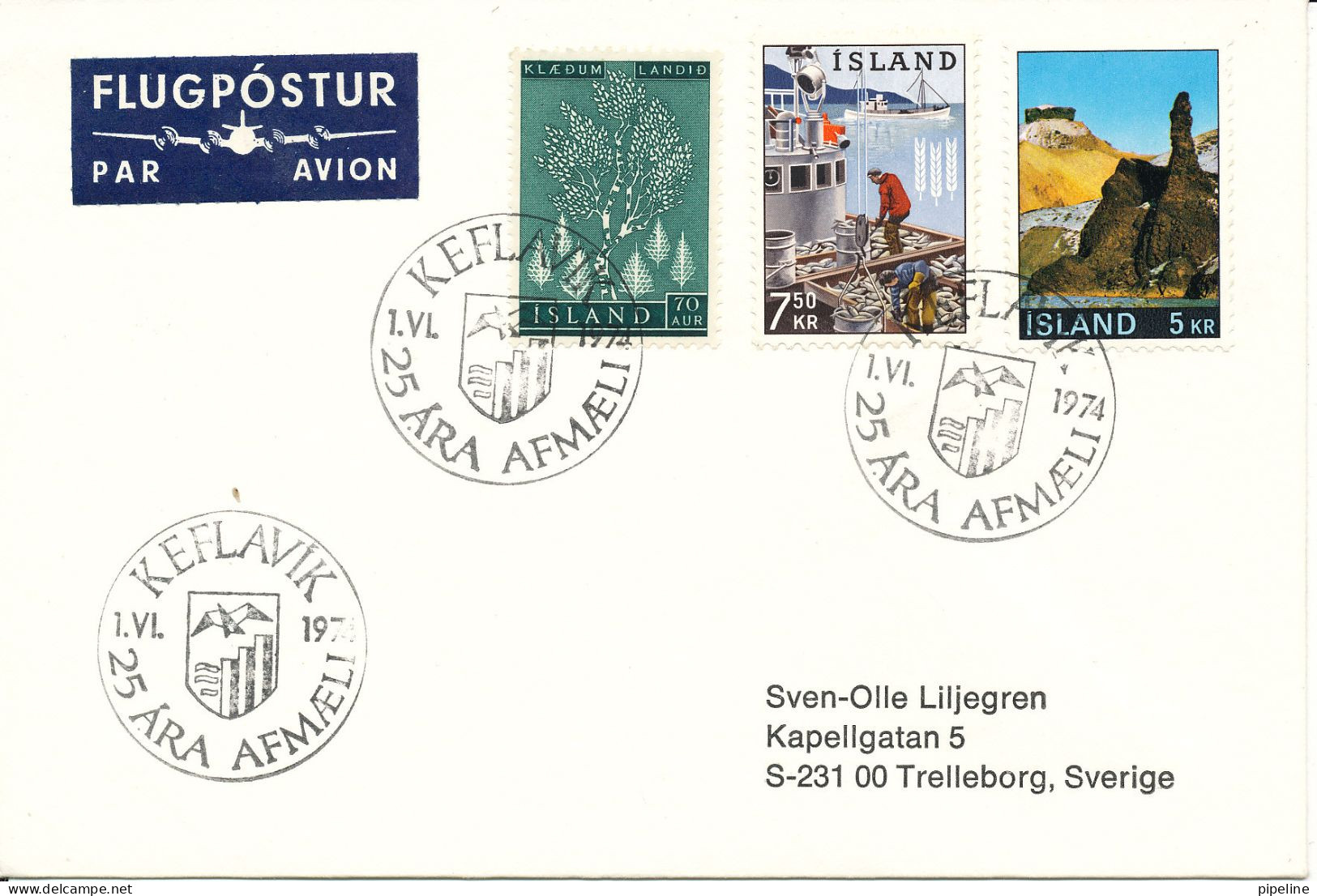 Iceland Cover With Special Postmark Keflavik 1-6-1974 Sent To Sweden - Briefe U. Dokumente