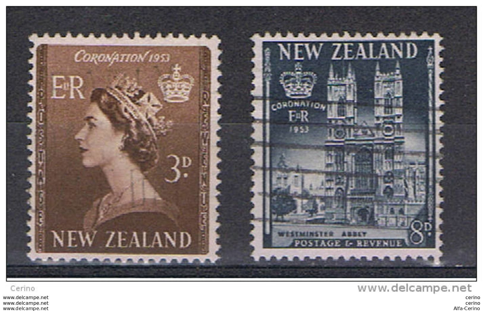 NEW  ZEALAND:  1953  CORONATION  -  2  USED  STAMPS  -  YV/TELL. 319 + 321 - Used Stamps