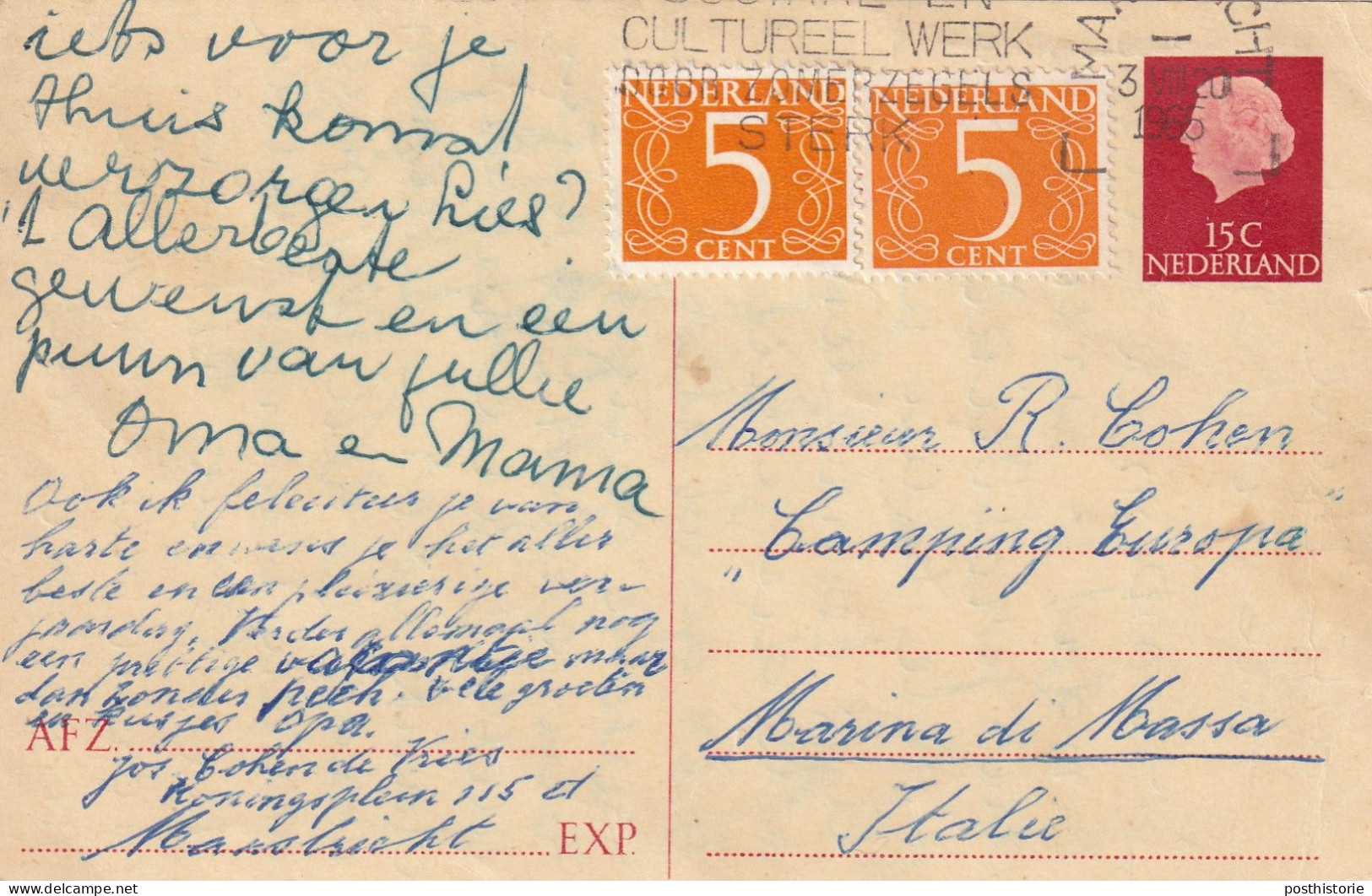 Briefkaart 3 Aug 1965 Maastricht Naar Italie - Briefe U. Dokumente