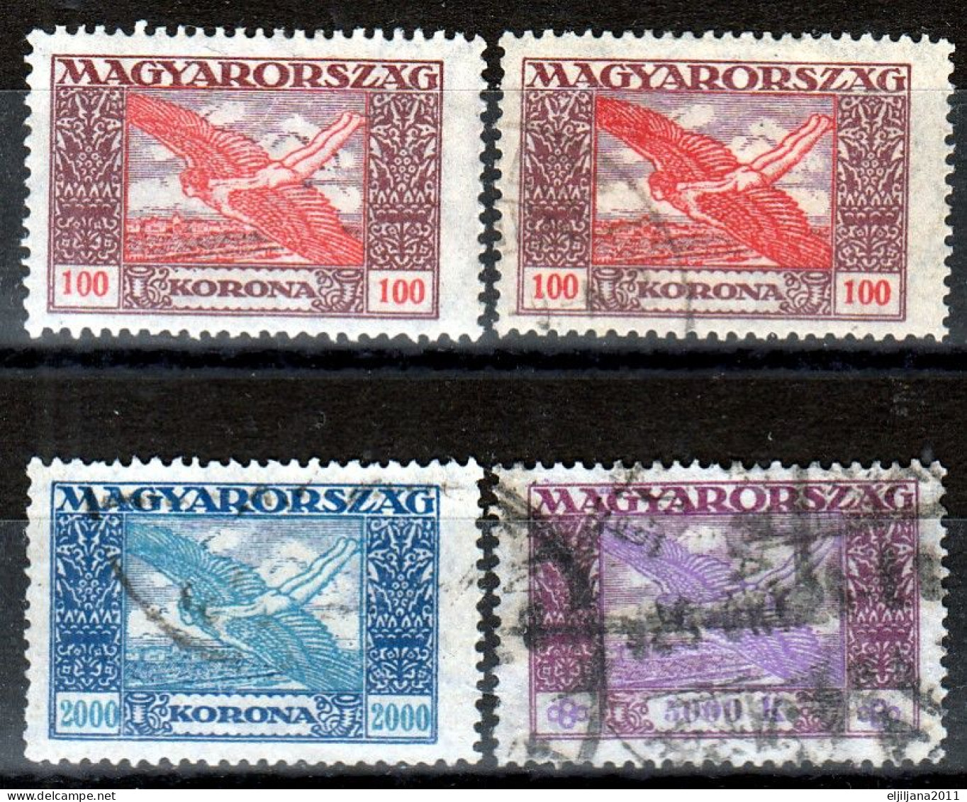 ⁕ Hungary / Ungarn / Magyarorszag 1924 ⁕ Airmail Mi.383, 386, 387 - Oblitérés