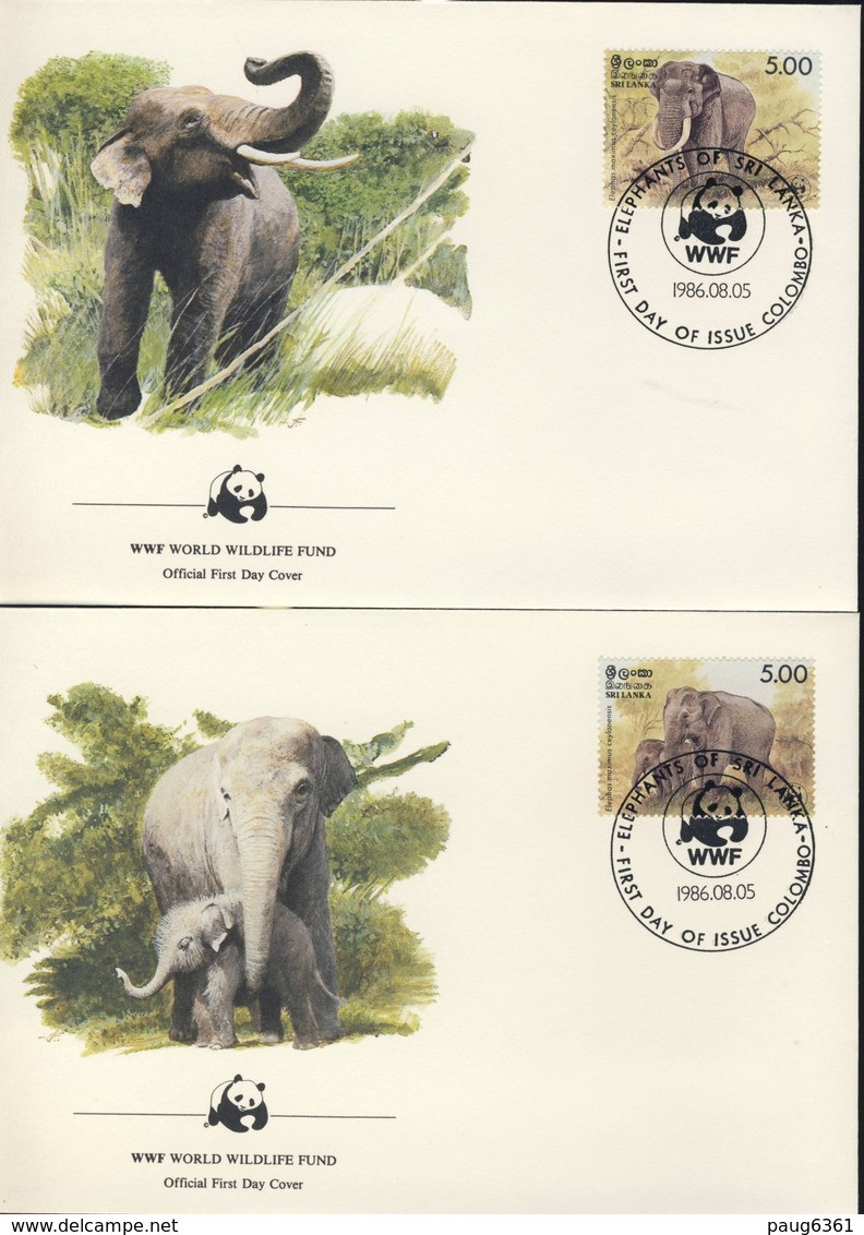 WWF  4 FDC 1986 SRI-LANKA ELEPHANTS  YVERT N°768/71 - FDC