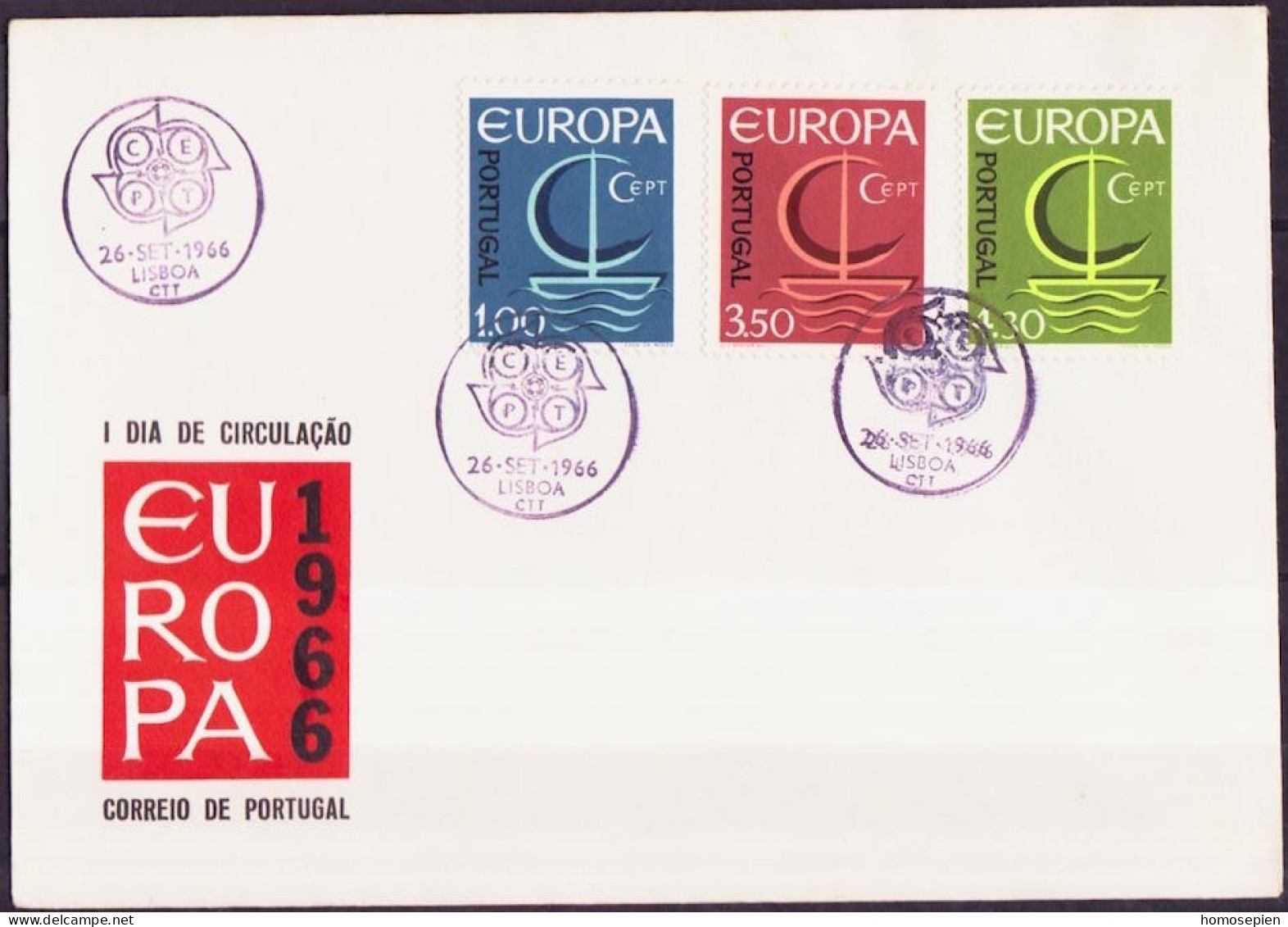 Europa CEPT 1966 FDC Portugal Y&T N°993 à 995 - Michel N°1012 à 1014 - 1966