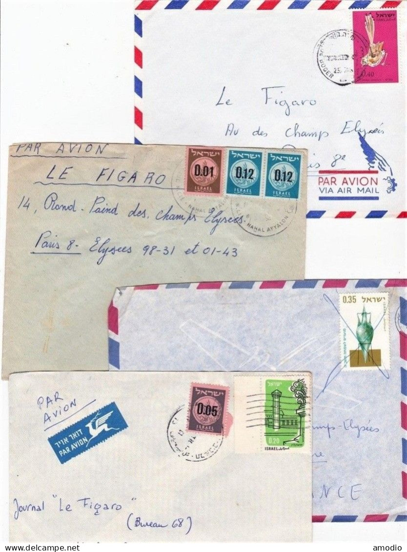 Israel 16 Env. Commerciales Par Avion Pour Figaro France 4 Scans - Lettres & Documents