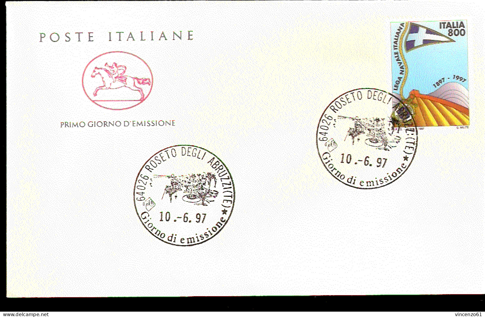 1997 BUSTA CON ANNULLO FDC Centenario Della Fondazione Della Lega Navale Italiana. - Andere(Zee)