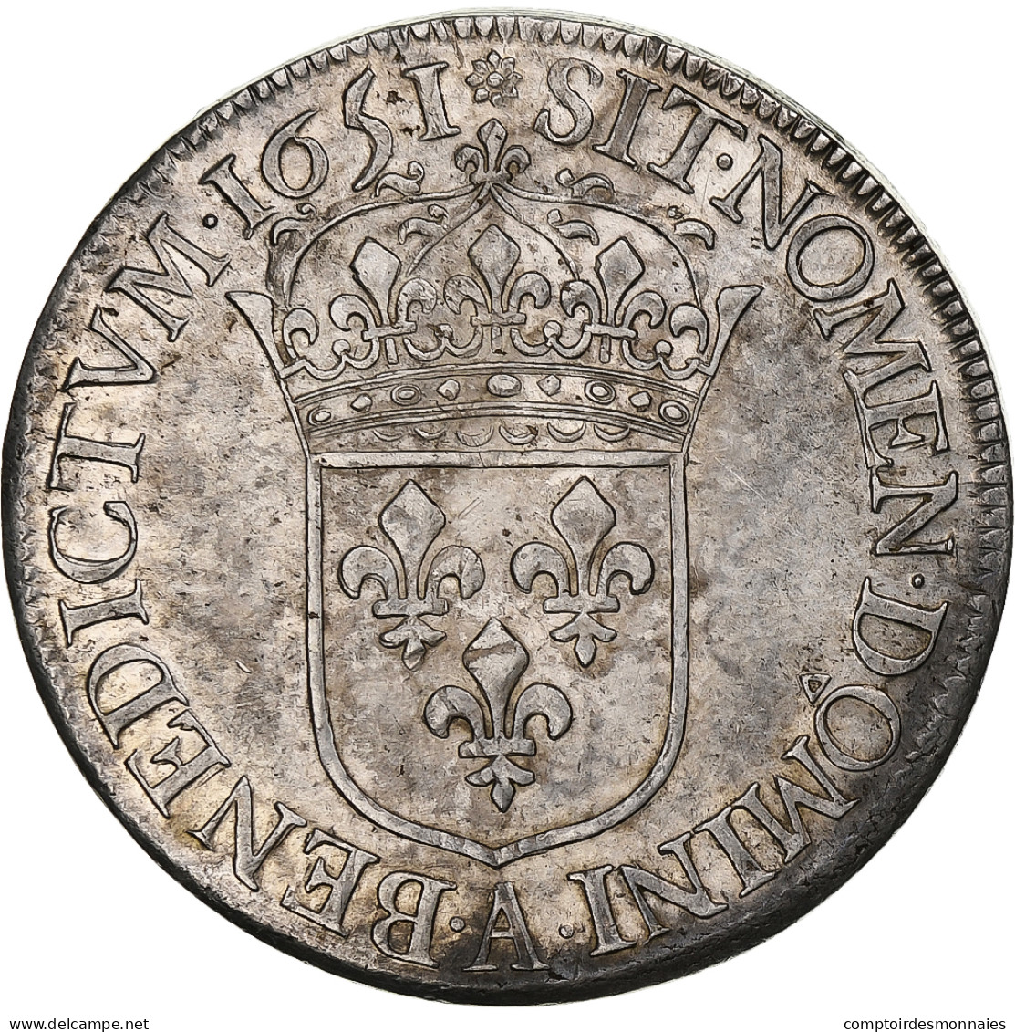 France, Louis XIV, Écu à La Mèche Longue, 1651, Paris, Argent, TTB+ - 1643-1715 Louis XIV The Great