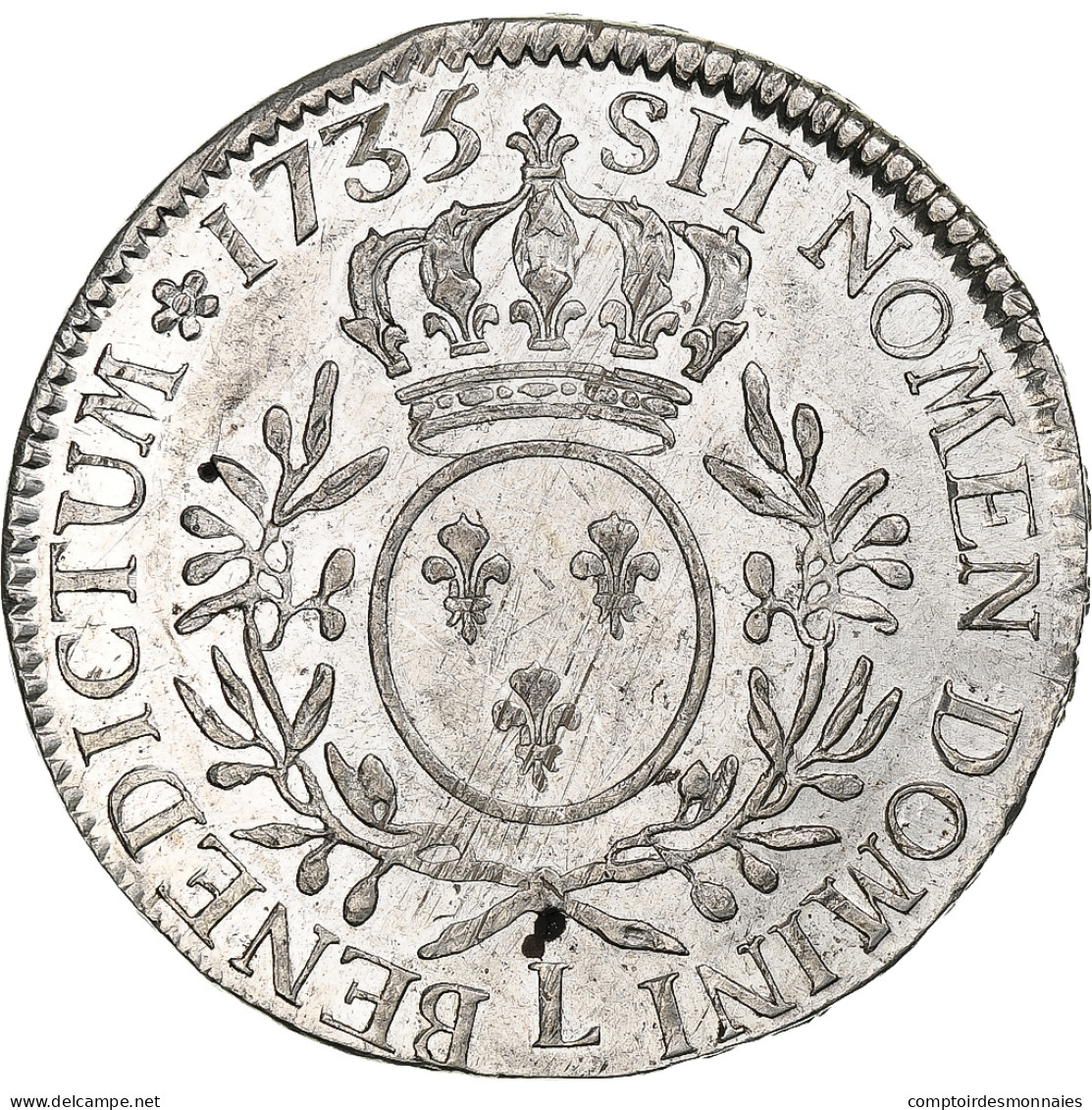 France, Louis XV, Ecu Aux Branches D'olivier, 1735, Bayonne, Argent, TTB+ - 1715-1774 Louis XV Le Bien-Aimé