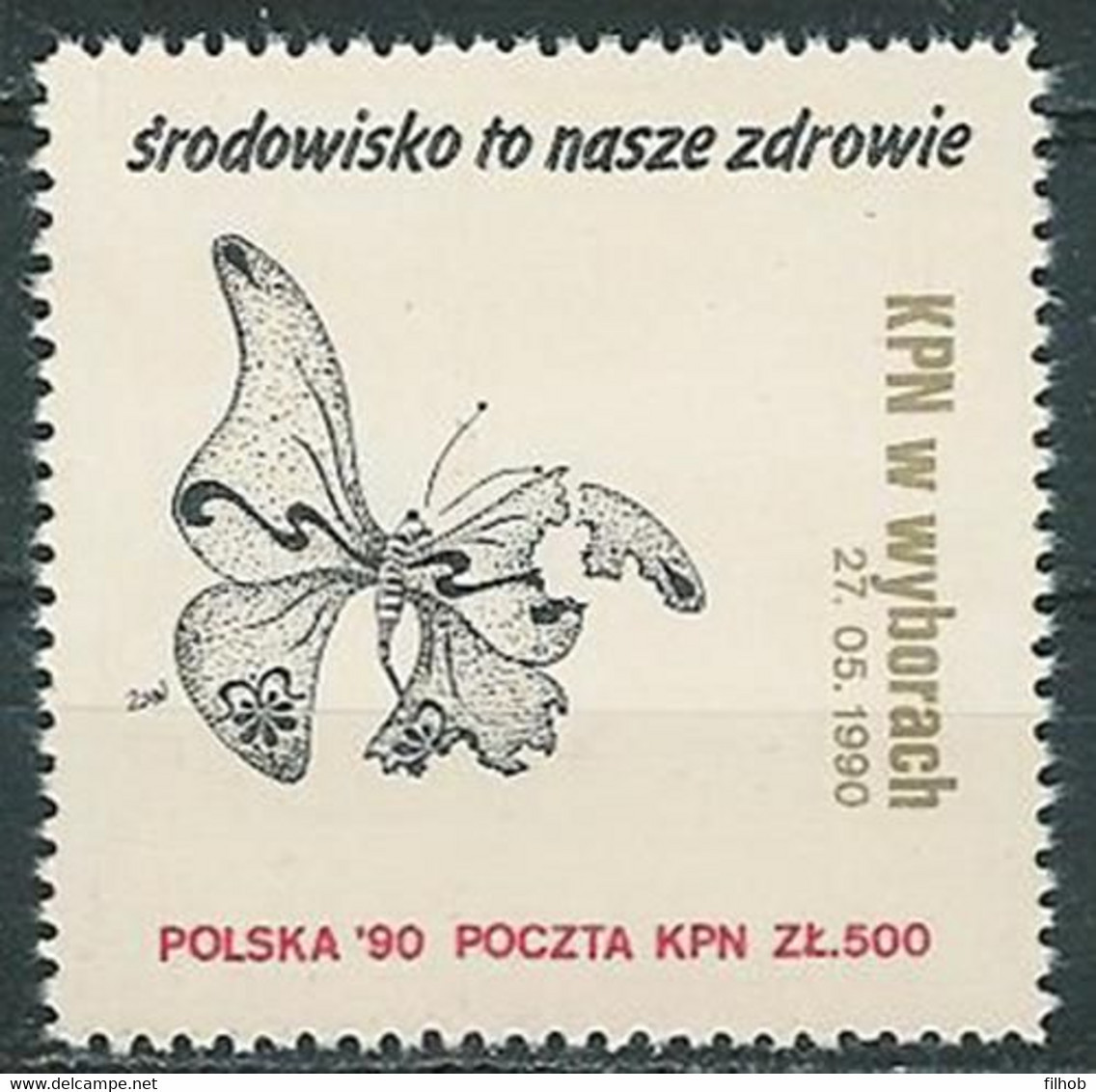 Poland SOLIDARITY (S040): KPN In Elections (the Environment Is Our Health) Butterfly - Solidarnosc Labels