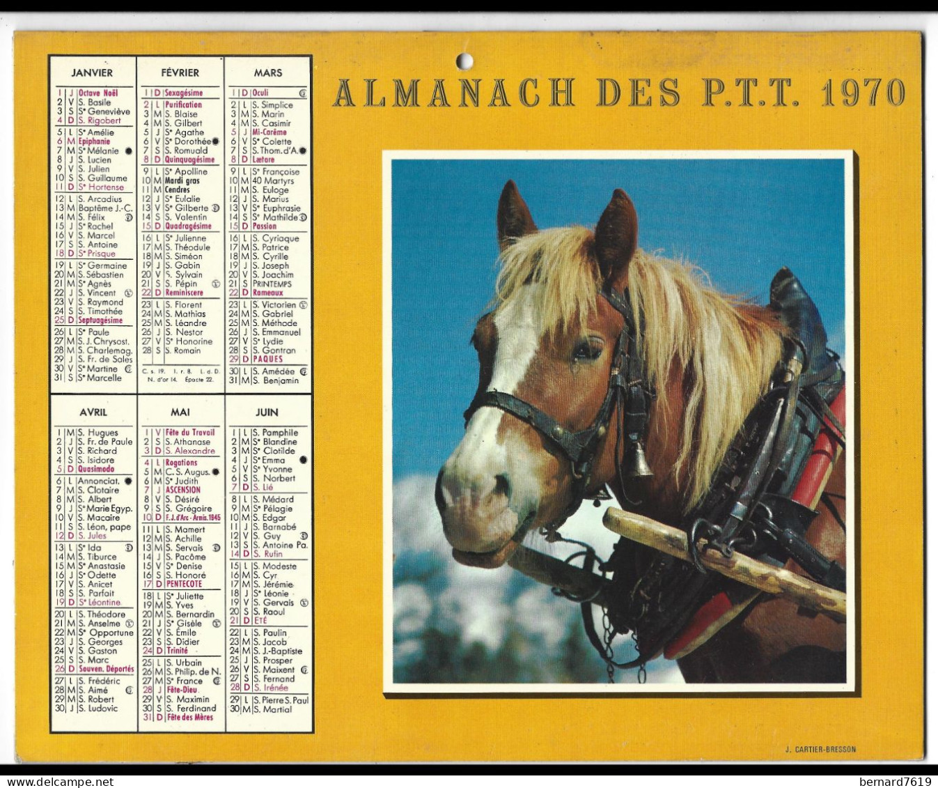 Almanach  Calendrier  P.T.T  -  La Poste -  1970 - Cheval - Polignac - Grossformat : 1961-70