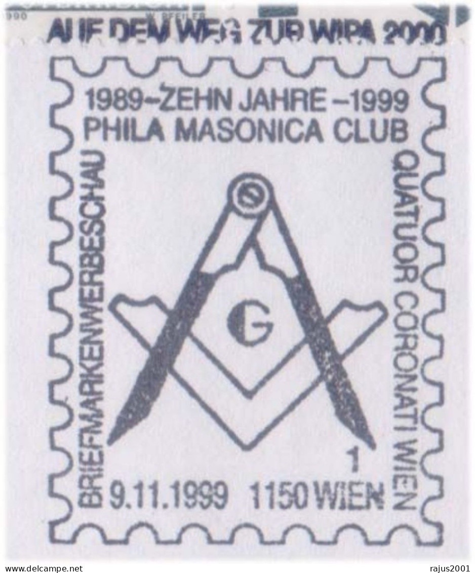 Phila Masonic Club, Four Crowned  Vienna, Pure Masonic, Maçonnerie, Maconnerie, Freemasonry Austria Special Cover - Franc-Maçonnerie