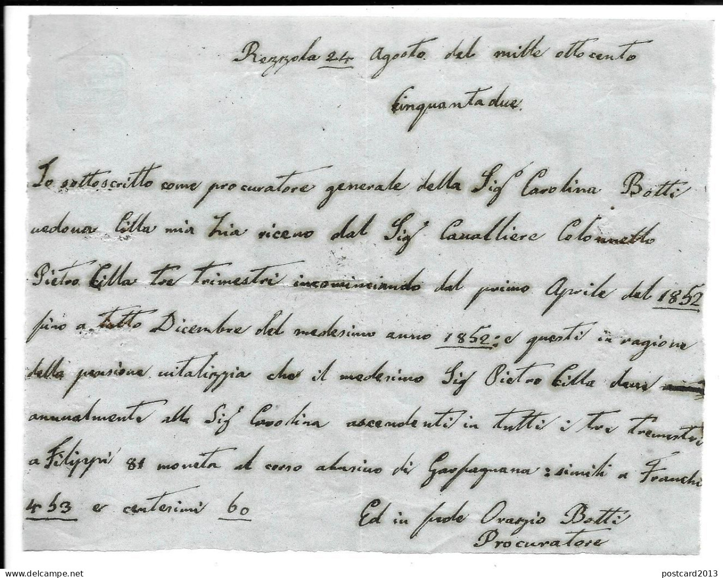 GRANDUCATO DI TOSCANA  , LETTERA PER LUSIGNANO , 1852 . - Tuscany