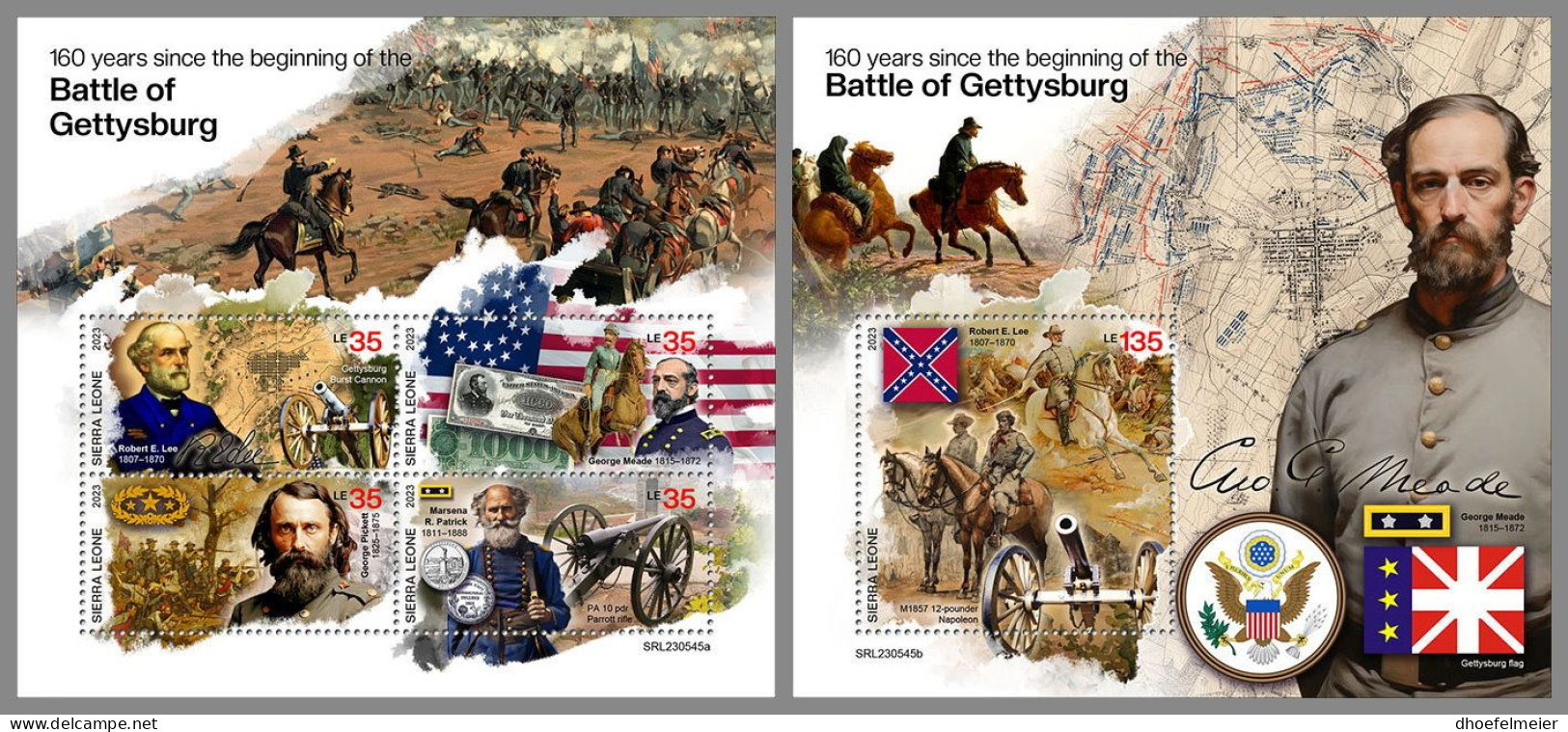 SIERRA LEONE 2023 MNH Battle Of Gettysburg Schlacht Um Gettysburg M/S+S/S – OFFICIAL ISSUE – DHQ2409 - Onafhankelijkheid USA