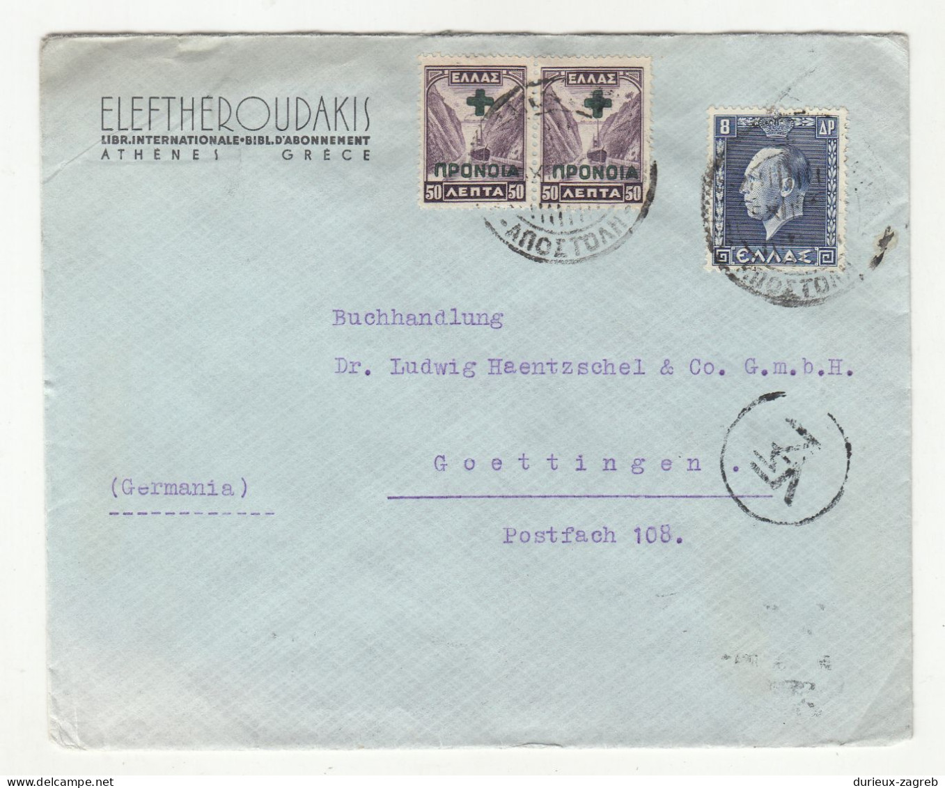 Eleftheroduakis, Athenes Company Letter Cover Posted 1937 To Gottngen B240301 - Briefe U. Dokumente