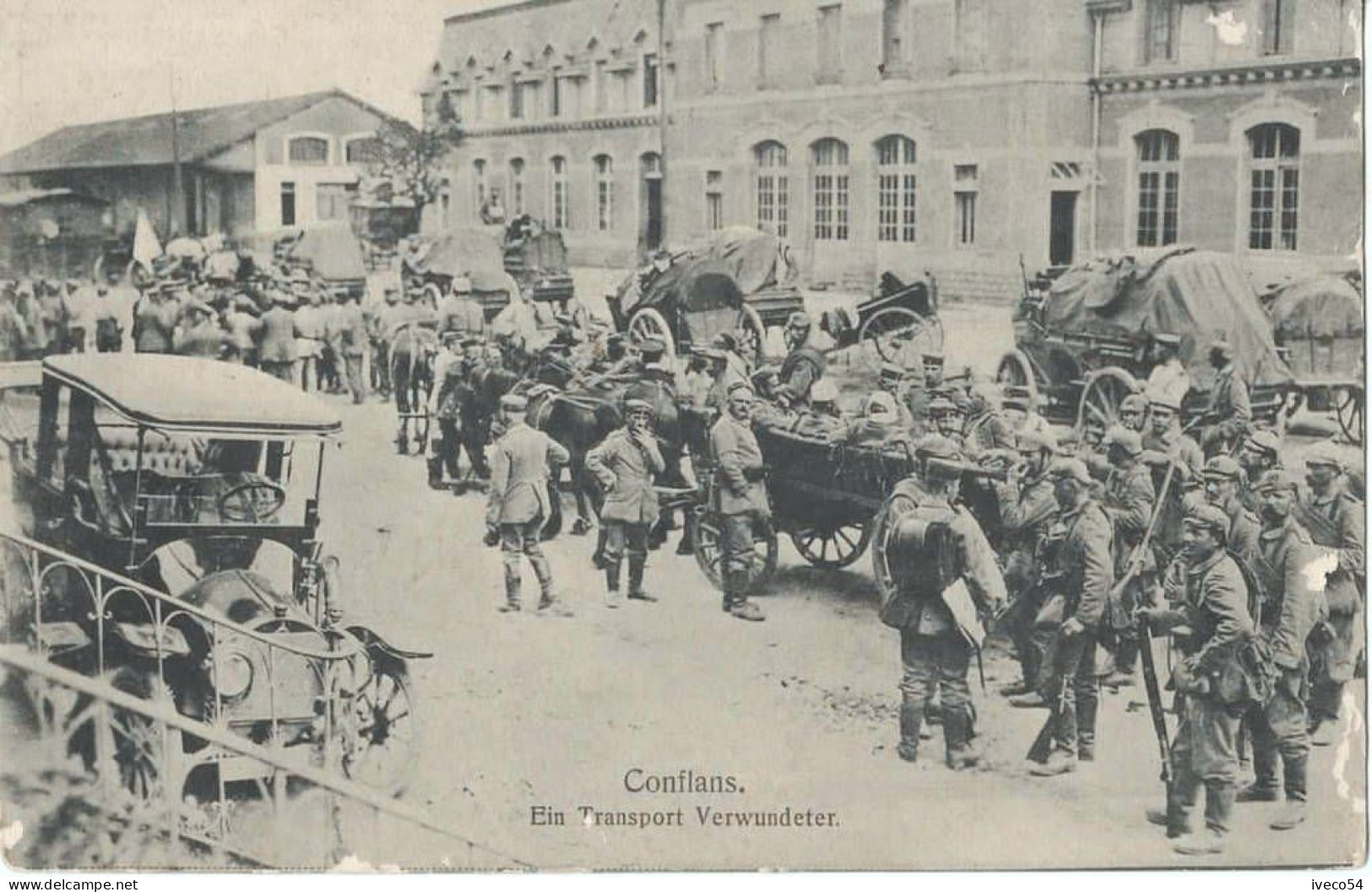 1915   Conflans ( Jarny )  Transport Des Blessés De  La Bataille Des Côtes De Meuse - Jarny