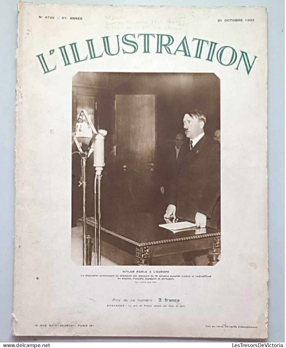 L'illustration - Journal - 21 Octobre 1933 - Hitler Parle à L'Europe - L'Illustration