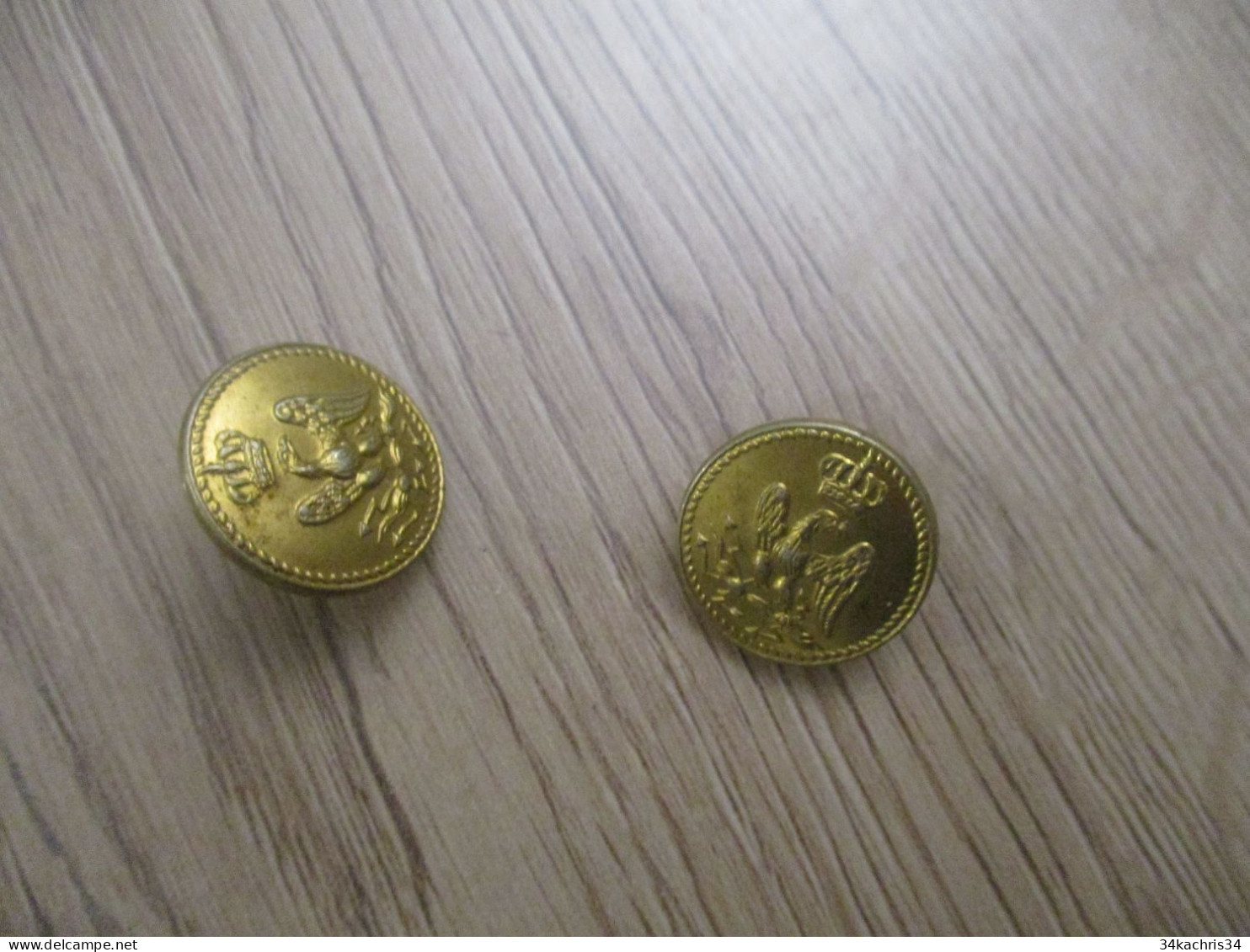 X2 Boutons Dorés Anciens Avec Aigle Napoléon - Buttons