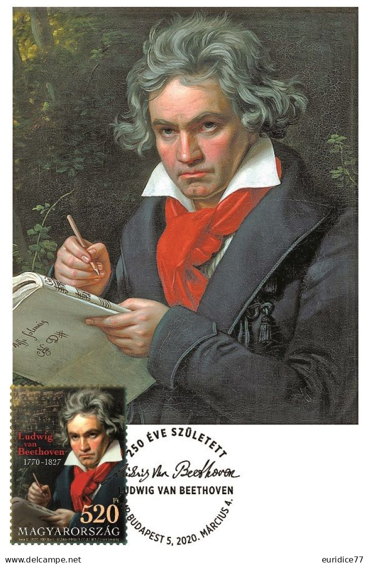 Hungary 2020 - Ludwig Van Beethoven Was Born 250 Years Ago Carte Maximum - Ungebraucht