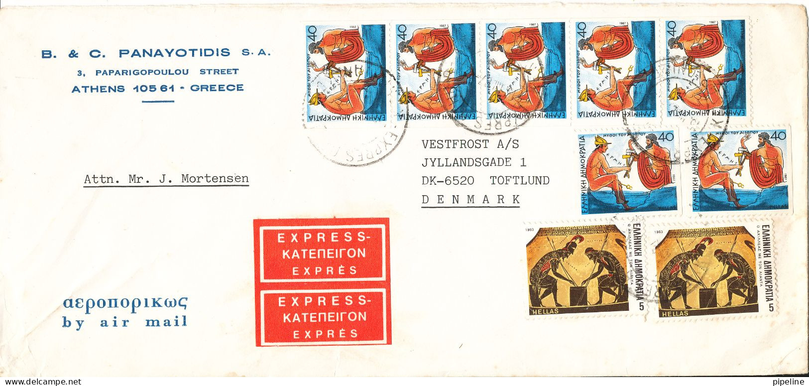 Greece Cover Sent Express Air Mail To Denmark 1967 - Brieven En Documenten