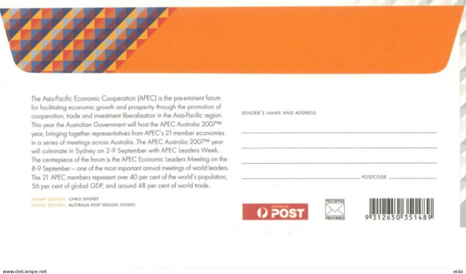 AUSTRALIA  : 2007, FDC STAMP OF APEC . - Covers & Documents