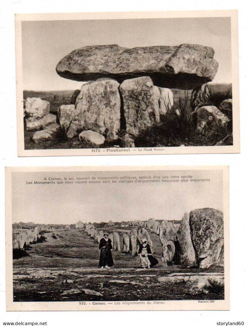 Cpa Plouharnel Le Mané Remor Et Carnac Les Alignements Du Ménec 2 Cartes - Dolmen & Menhirs