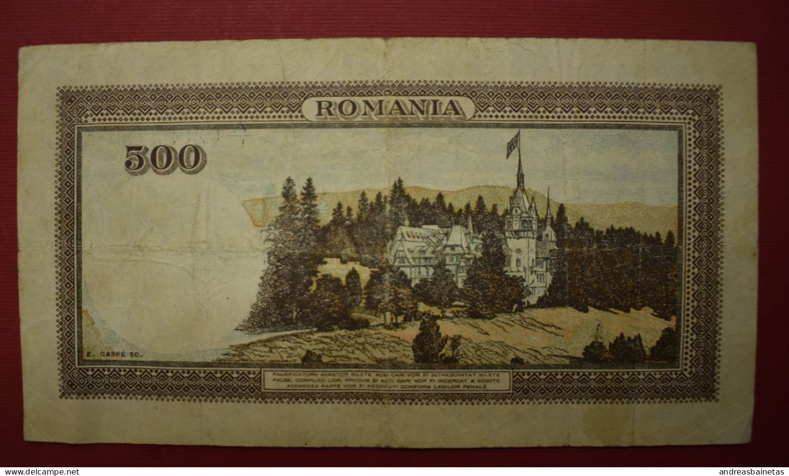 Banknotes ROMANIA  500 Lei Fine  1940 BANCA NATIONALA A ROMANIEI CINCI SUTE LEi 	P# 51 - Romania