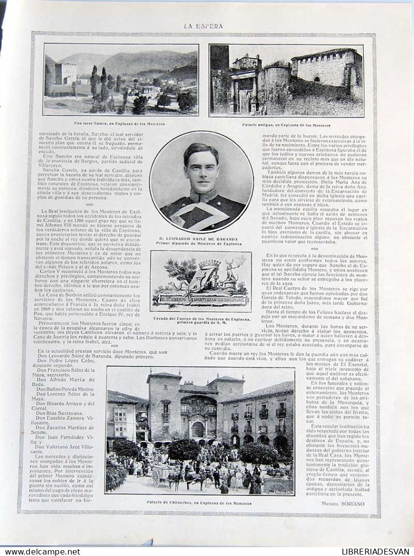 Recorte Revista La Esfera 1916. Los Monteros De Espinosa - Manuel Soriano - Unclassified