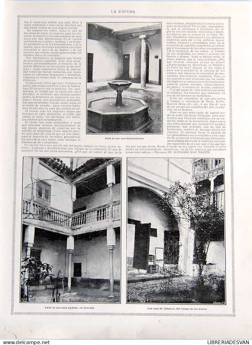 Recorte Revista La Esfera 1916. Las Casas Granadinas - Melchor De Almagro San Martín - Unclassified