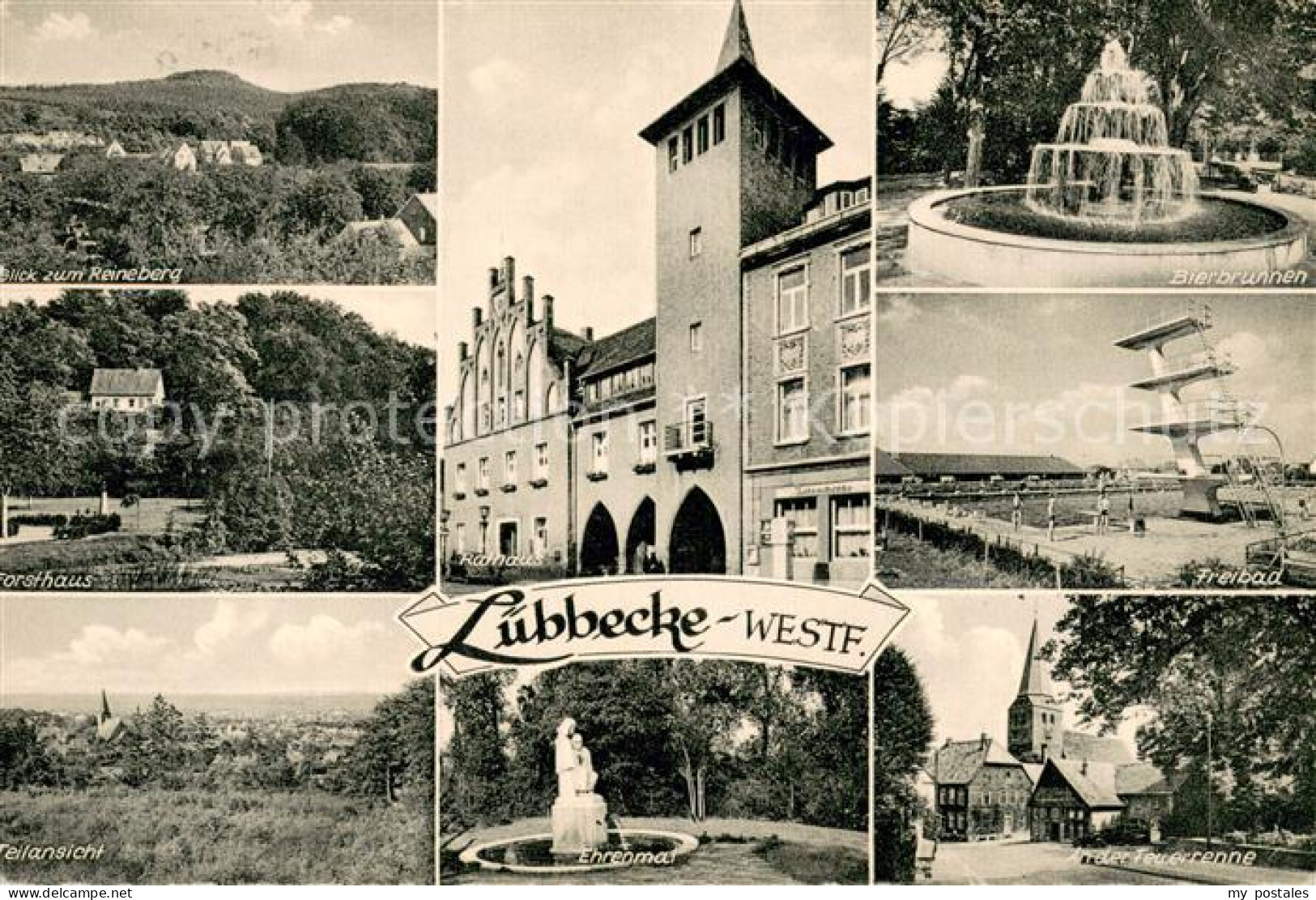 73694035 Luebbecke Westfalen Reineberg Forsthaus Panorama Ehrenmal Rathaus Freib - Lübbecke