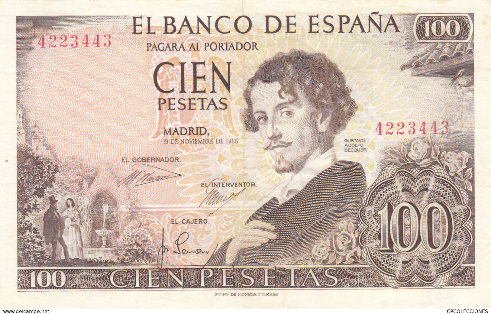 CRBS0967 BILLETE ESPAÑA 100 PESETAS 1965 SIN SERIE MBC - Autres & Non Classés