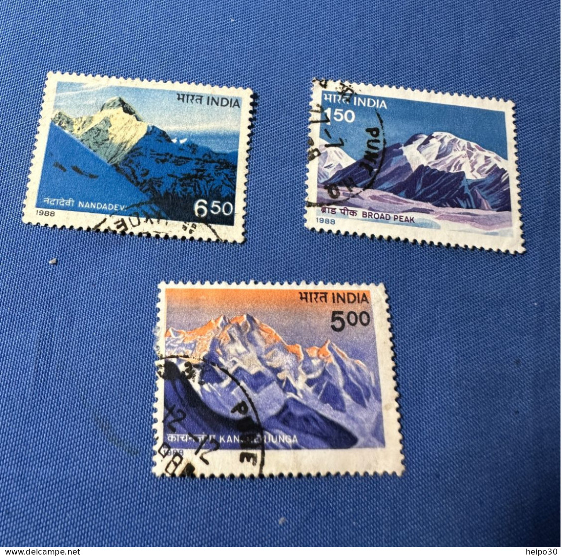 India 1988 Michel 1159, 1161-62 Himalayagipfel - Gebraucht