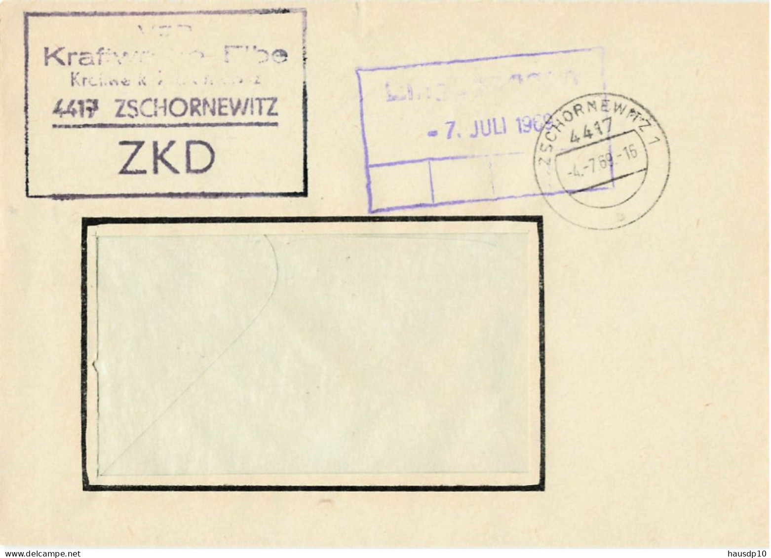 DDR Brief ZKD VEB Kraftwerke Elbe Zschorewitz 1969 - Zentraler Kurierdienst