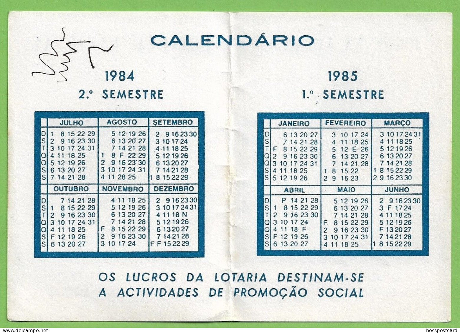 Lisboa - Calendário De 1985 Da Lotaria Nacional - Portugal - Petit Format : 1981-90