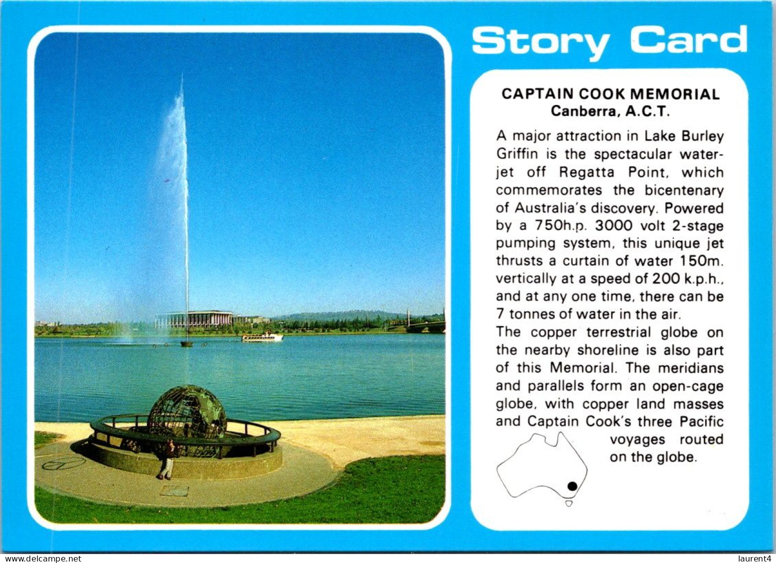 1-3-2025 (1 Y 35) Australia - ACT - Canberra Captain Cook Memorial (story Card) - Canberra (ACT)