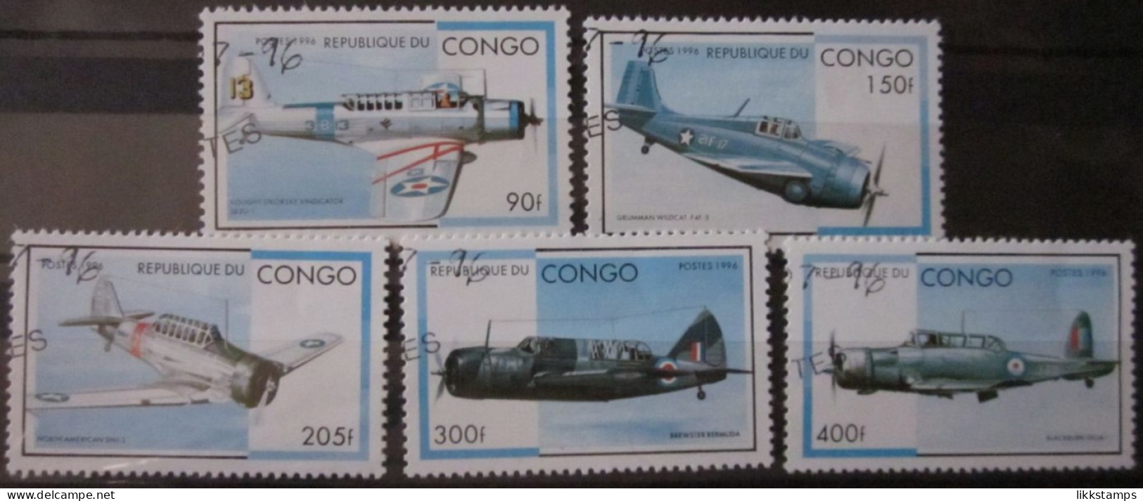CONGO 24/06/1996 ~ MILITARY AIRCRAFT OF WWII. ~  VFU #03112 - Oblitérés