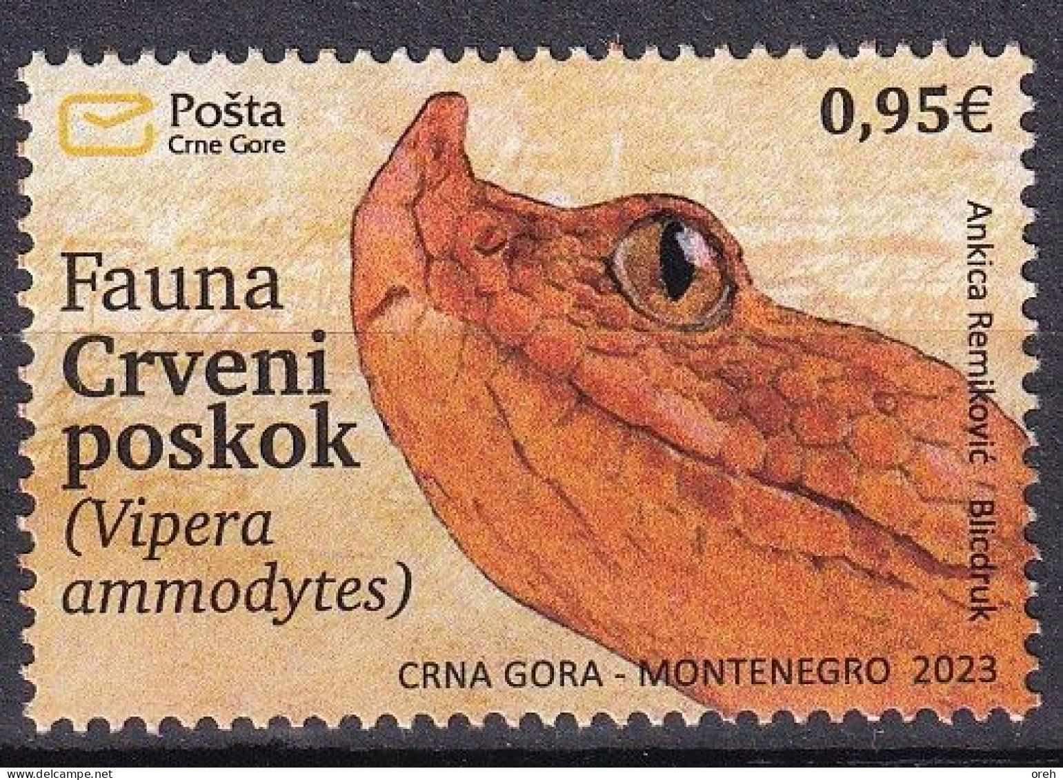 MONTENEGRO 2023,FAUNA,SNAKES,RED NOSE,HORNED VIPER,VIPER AMMODYTES,MNH - Schlangen