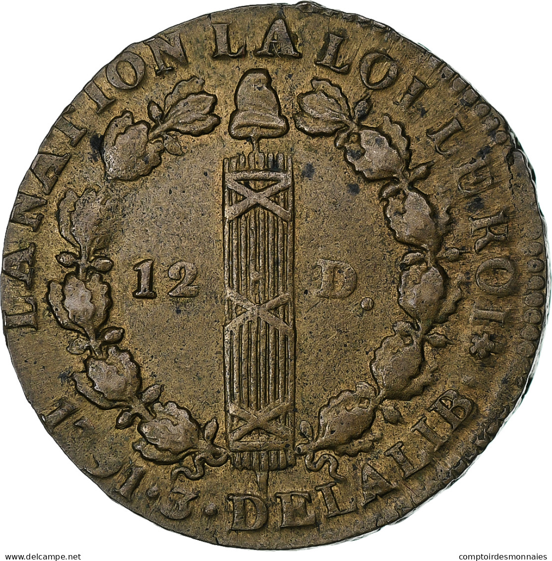 France, Louis XVI, 12 Deniers, 1791·3, Paris, Rosette, Cuivre, TTB+ - Otros & Sin Clasificación