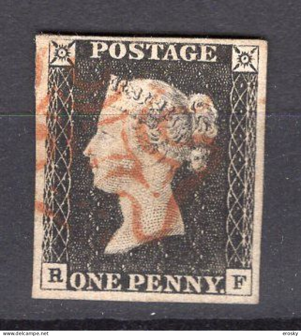 P0580 - GRANDE BRETAGNE Yv N°1 Penny Black 4 Marges - Gebruikt