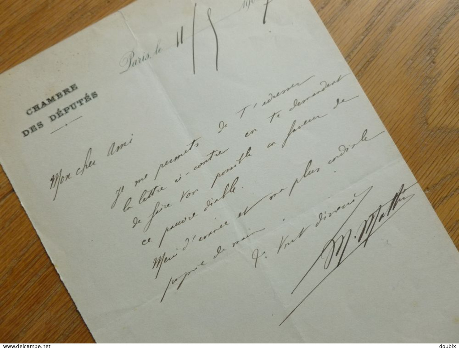 Marc MATHIS (1866-1917) Député MIRECOURT Vosges. VALLEROY. Vittel AUTOGRAPHE - Historische Personen