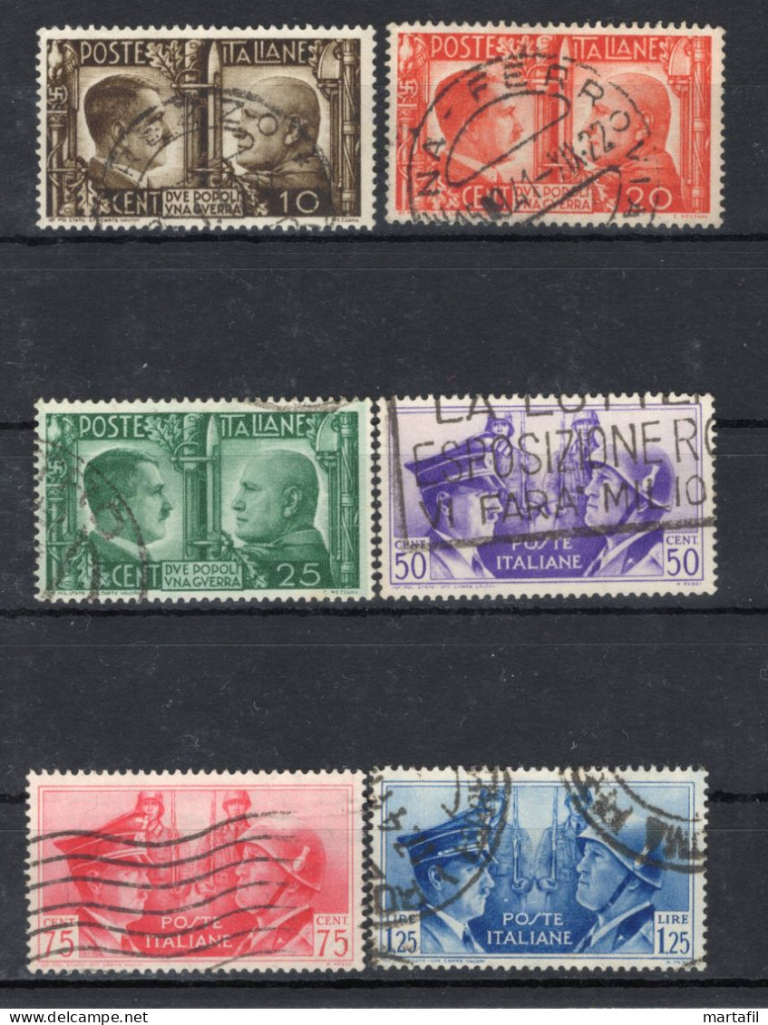 1941 REGNO SET USATO 452/457, Fratellanza D'armi Italo-tedesca - Used