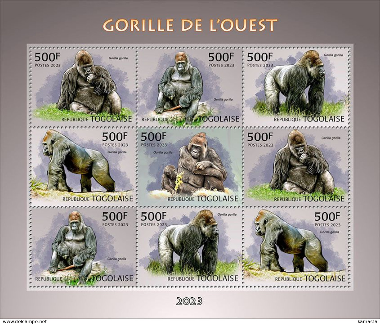 Togo 2023 Western Gorilla. (249f05) OFFICIAL ISSUE - Gorillas