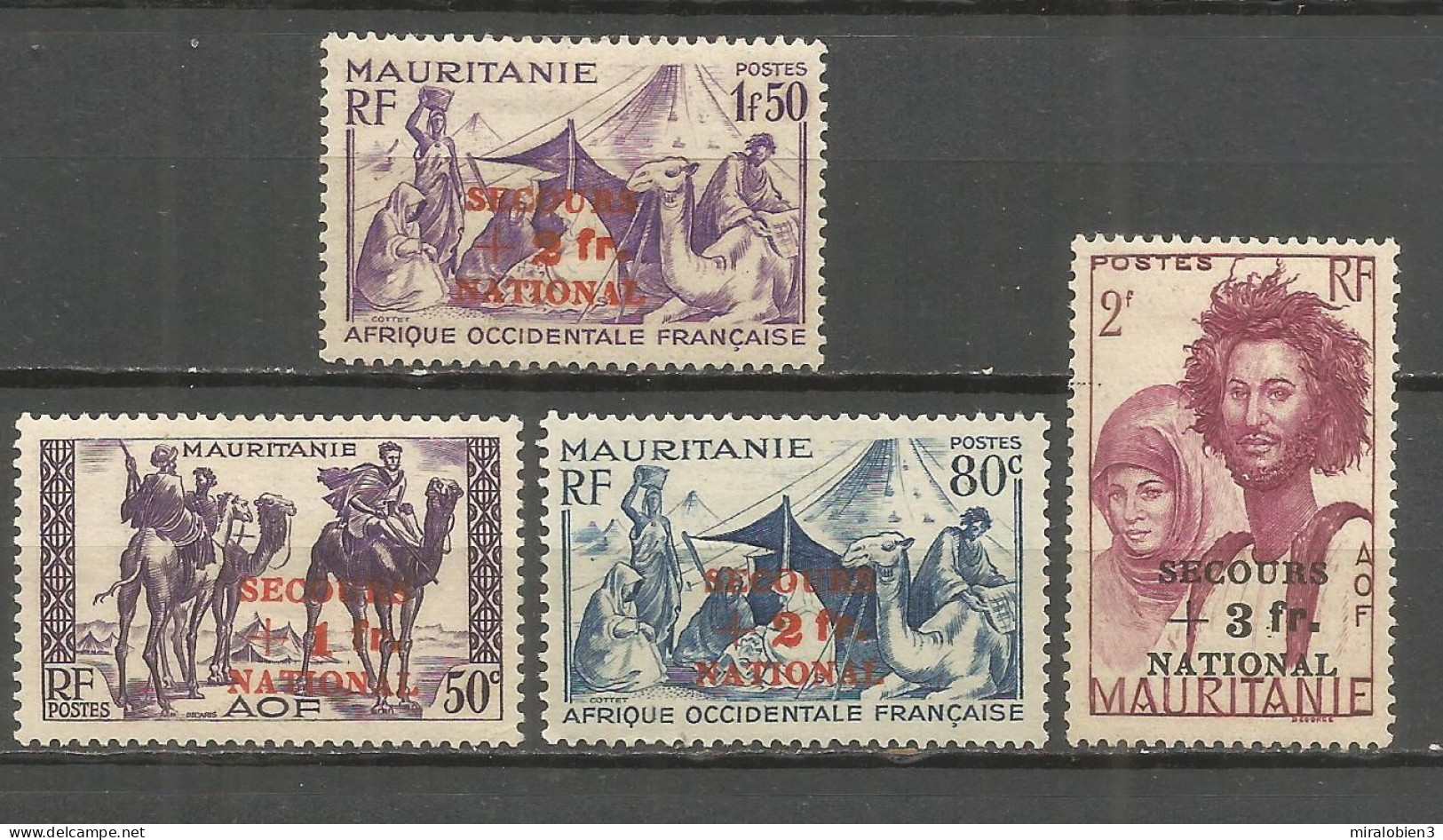 MAURITANIA COLONIA FRANCESA YVERT NUM. 119/122 * SERIE COMPLETA CON FIJASELLOS - Unused Stamps