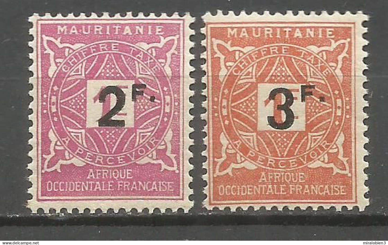 MAURITANIA TAXE IMPUESTOS COLONIA FRANCESA YVERT NUM. 25/26 ** SERIE COMPLETA SIN FIJASELLOS - Unused Stamps