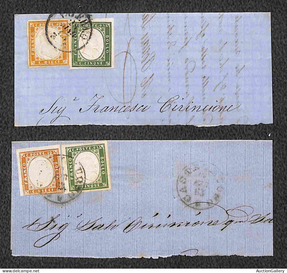 Regno - Vittorio Emanuele II - 1861/1863 - Quattro Testatine Di Lettere Col 5 Cent (Sardegna) In Coppia Orizzontale E St - Other & Unclassified